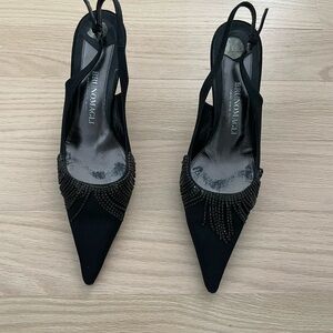 Vintage Bruno Magli Black Beaded Fringe Women's Heels